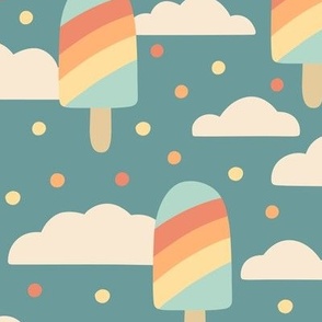 Rainbow Popsicle on Teal (Large Scale)