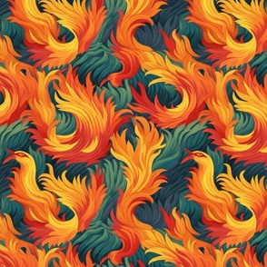 fire bird phoenix inspired by seurat