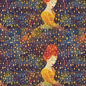 gold lady inspired by seurat