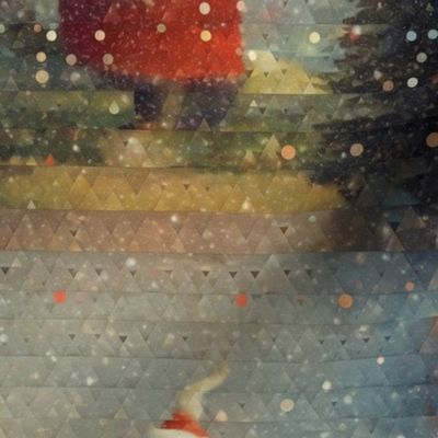 abstract pixel santa claus inspired by seurat