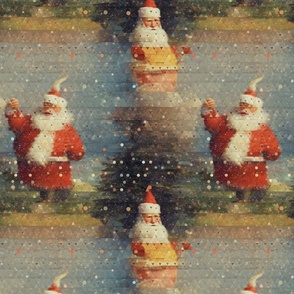 abstract pixel santa claus inspired by seurat
