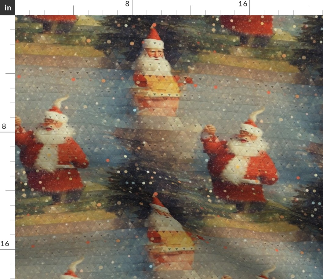 abstract pixel santa claus inspired by seurat