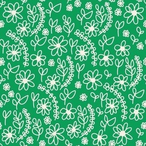 Folk Flowers Bright Green 