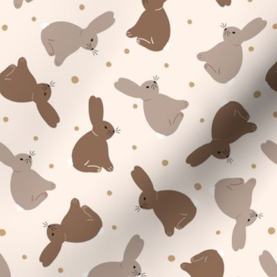 Cute Easter bunnies, brown 