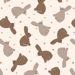 Cute Easter bunnies, brown 
