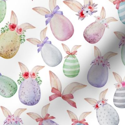 Easter Bunny Eggs on white