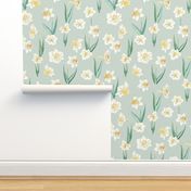 (L) daffodils on milky green Large Scale