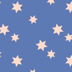 Bright sparkling Christmas Stars - Holiday Seasonal midnight star print in sky blue cream 