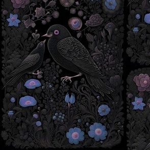 crows in the garden_blue