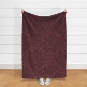 stylized lotus flowers. lighter background with burgundy / rosewood flowers and ornaments - large scale