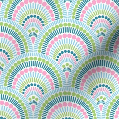 Preppy Mermaid Scale Rainbow - Palm Beach Inspired - Green with Pink and Blue