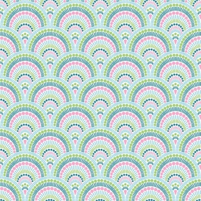 Preppy Mermaid Scale Rainbow - Palm Beach Inspired - Green with Pink and Blue