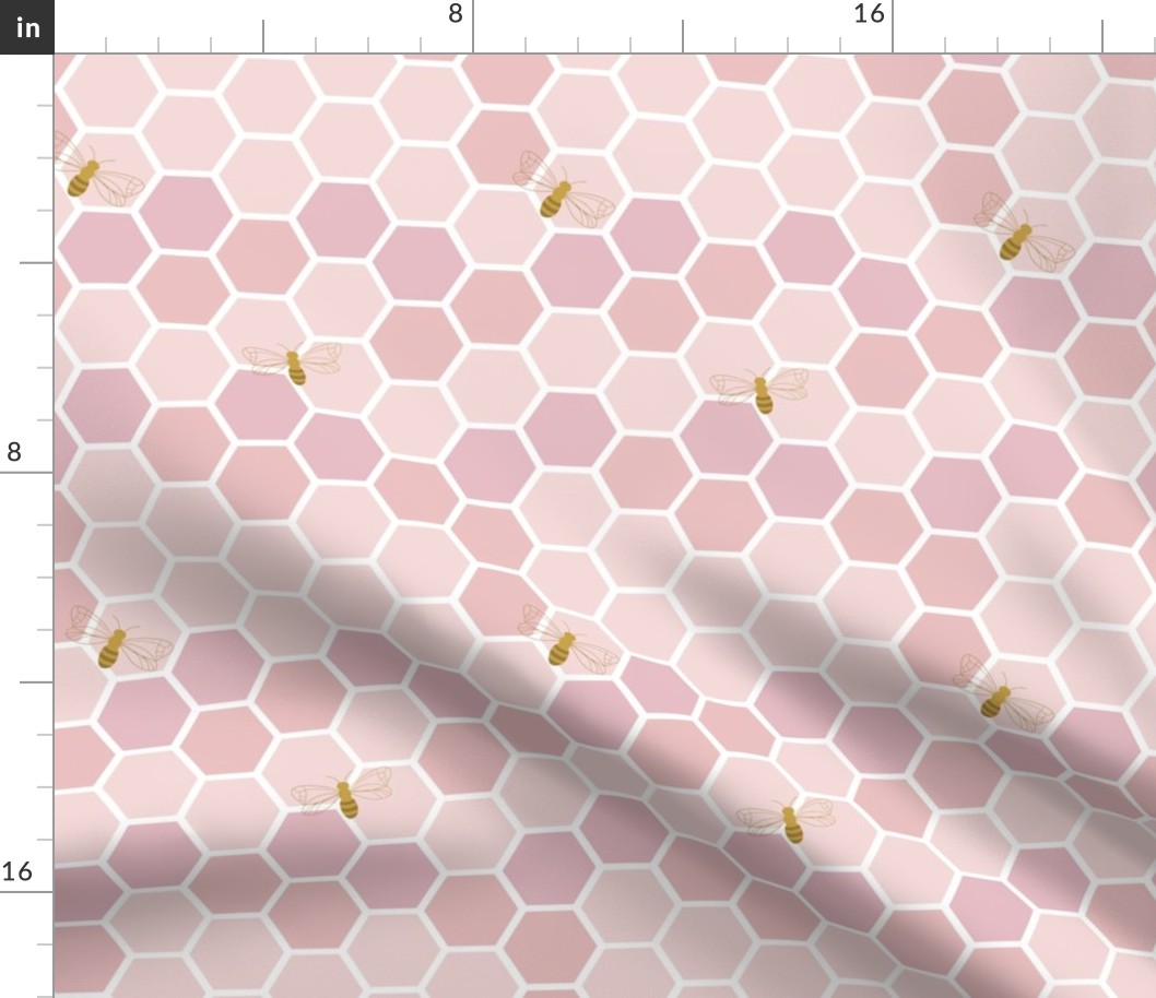 Bee Pollinators on Pink Hexagon Beehive