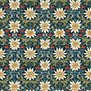 snowflake sunflowers of the art nouveau pattern