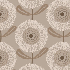 neutral retro florals _ beige and cream_ jumbo large scale