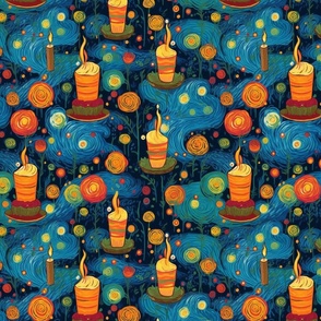 birthday party celebration in the starry night inspired by van gogh