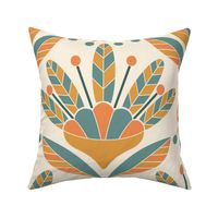 geometric Art Deco flowers in boho cozy colours - Big Size 