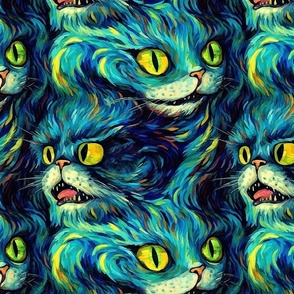 van gogh inspired psychedelic surreal cheshire cat