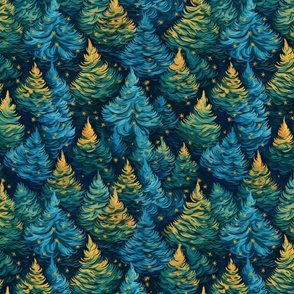 fir trees at christmas inspired by van gogh