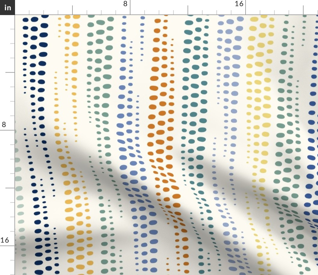 dots cocoons - blues and greens and oranges (V) - abstract coastal dots wallpaper