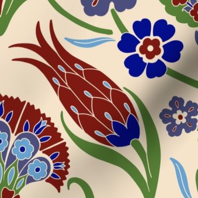 Iznik - Turkish Central Asian Floral Design - Big Size 