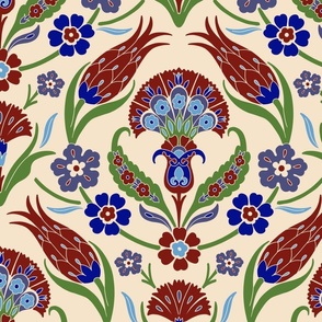 Iznik - Turkish Central Asian Floral Design - Big Size 