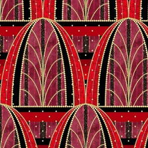 Red Art Deco Arches --  Glam Red Art Deco Arches -- 20.87in x 20.87in repeat -- 345dpi (43% of Full Scale)