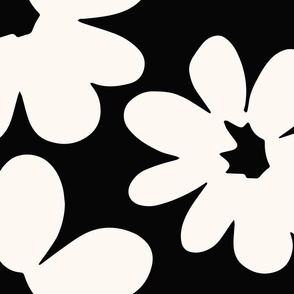 Daisy Chain Large Scale Floral Wallpaper Black and White Flowers Home Decor