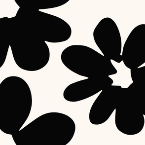 Daisy Chain Black and White Large Scale Floral Wallpaper Flowers Home Decor