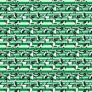 Penguins On Green Stripes