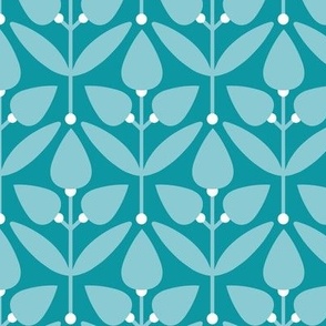 Serene Teal Tulip Symphony: A Calm Repetitive Floral Arrangement // small scale 0035 K //