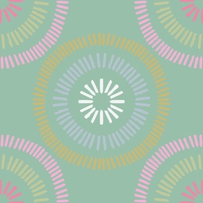 Girly Geometric Line Burst on Green