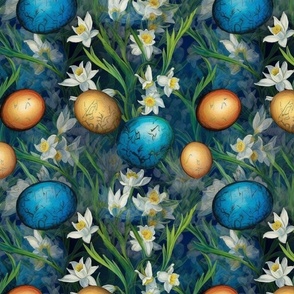 blue eggs for easter inspired by van gogh