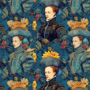 sunflower portrait of queen elizabeth tudor inspired by van gogh