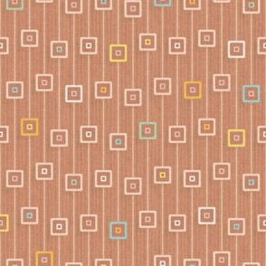 Mod Multicolor Squares and Stripes Tan (Large Scale)