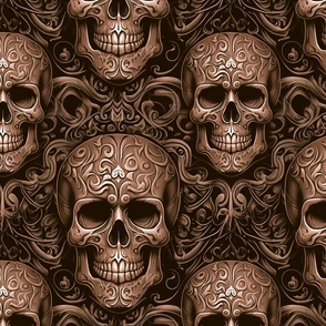 Ornate Skulls in Stylish Black and Light Brown