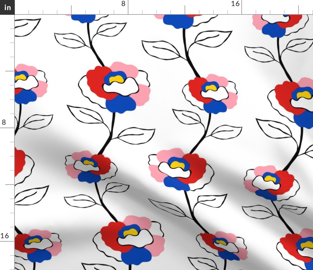 Roses // x-large print // CARNIVAL Color Flowers on White