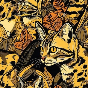 Jungle-Inspired Ocelot-Like Cat Heads in Orange and Curry Tones
