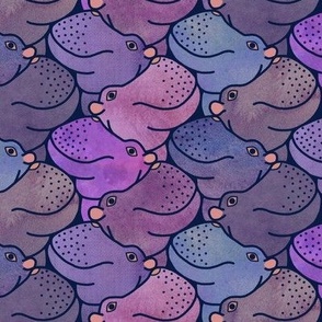 Heads Up Hippos! 6-inch repeat purple watercolours