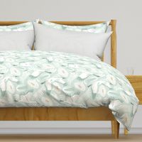 Serene Skies - Crane Floral Mint Green Ivory Large