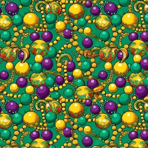 van gogh inspired mardi gras beads in purple green and gold