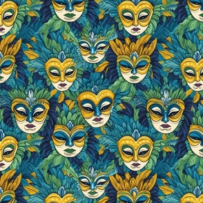 van gogh inspired mardi gras masks in gold blue and green