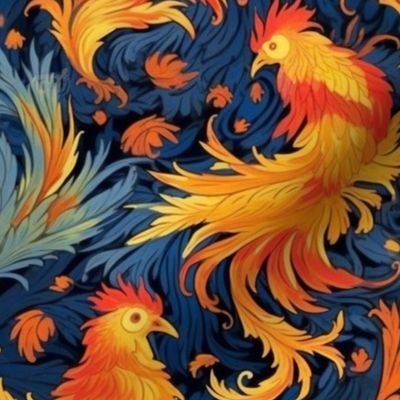 van gogh inspired phoenix fire bird chicken