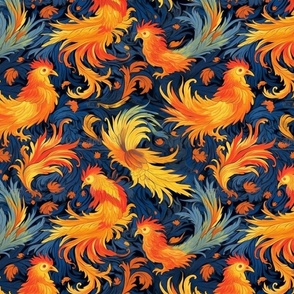 van gogh inspired phoenix fire bird chicken