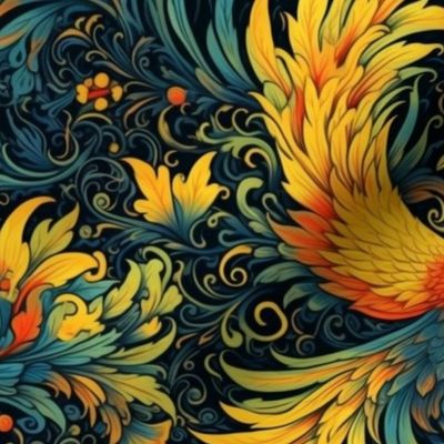 van gogh inspired fire bird phoenix