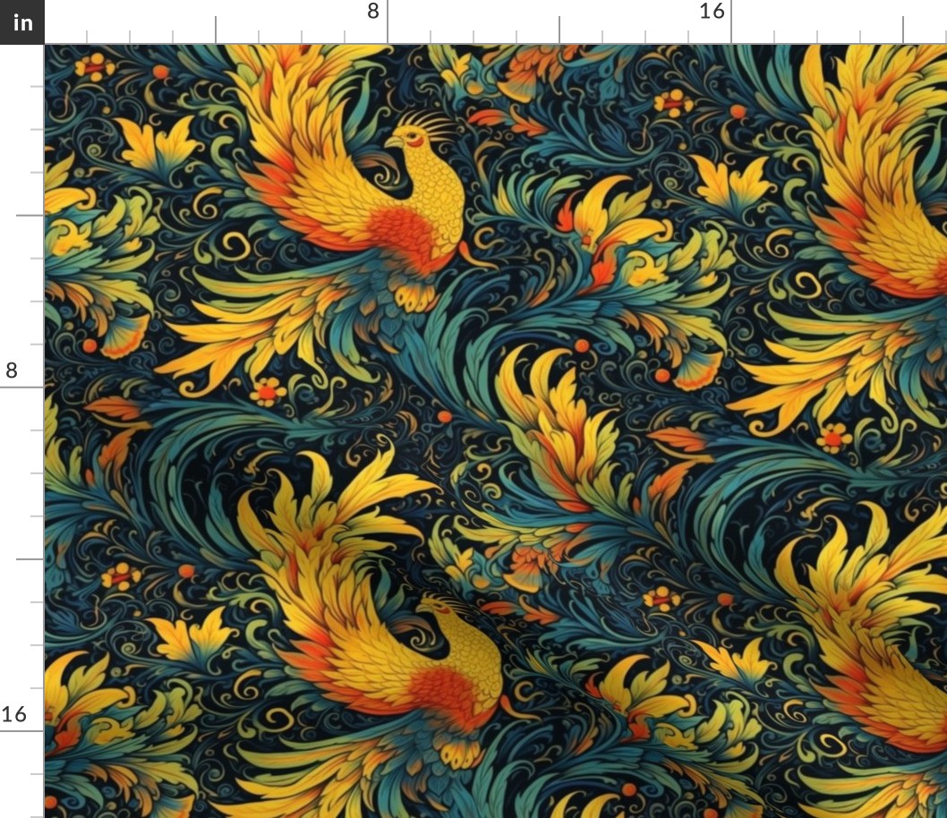 van gogh inspired fire bird phoenix