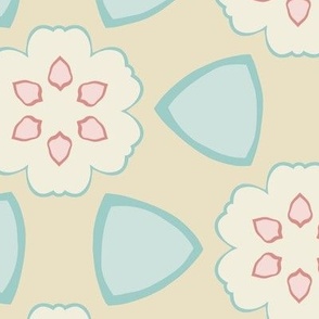 Serene Blossoms // x-large print // Pastel Flowers on Beige