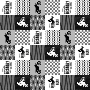 3 inch Motocross//A little Dirt Never Hurt//Grey Wholecloth Cheater Quilt - Rotated