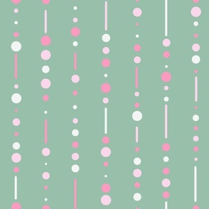 Modern Geometric Green and Pink Dots and Lines
