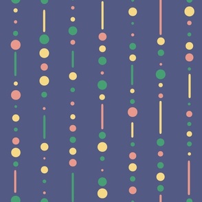 Modern Geometric Purple Green Salmon and Yellow Dots and Lines